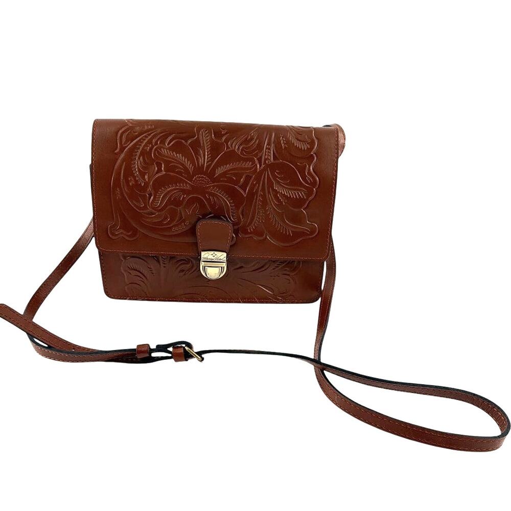 Patricia Nash Florence Brown Tooled Locri Crossbody Handbag One Size - Picture 3 of 11